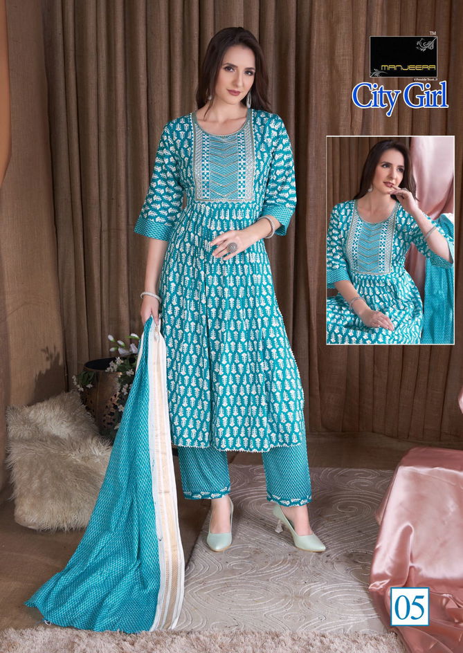 City Girl By Manjeera Nyra Cut Readymade Suits Catalog
